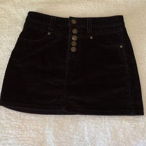 Black corduroy mini skirt